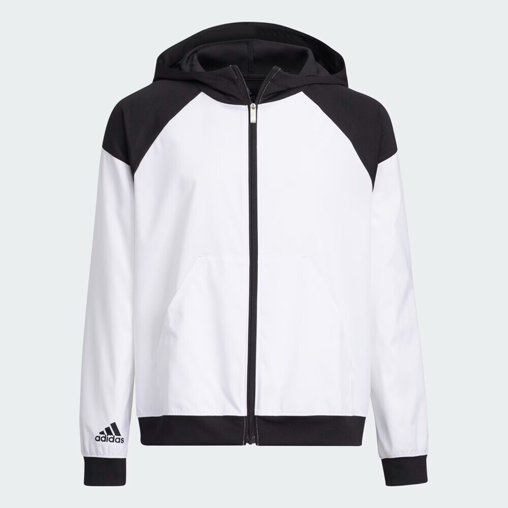 Adidas HA8016 Anorak Jacket Girls Small White Full Zip Hooded Activewear RED443